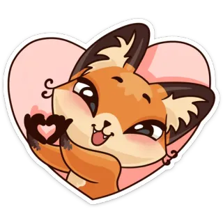 ❤ lis, słodki, kreskówka, serce, zwierzę, miłość telegram sticker
