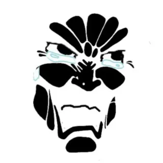 😖 face, crying, black and white, mask, emoji, sticker whatsapp sticker