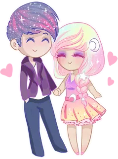 💕 卡通, 情侣, 星星, 可爱, 动漫, Q版 telegram sticker