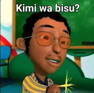 😀 Kimi wa bisu? Anime, Japoński, Wyrażenie, Pytanie, Animowane, Naklejka telegram sticker