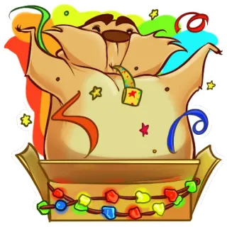 🎉 Dessin animé, Animal, Festif, Boîte, Fête, Drôle telegram sticker