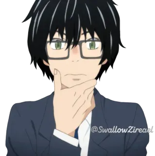 🤔 @SwallowZirease Anime, Nhân vật, Kính, Suy nghĩ, Đàn ông, Áo vest, Tri thức telegram sticker