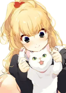 ❄ anime girl, cat, cute, blonde hair, kawaii telegram sticker
