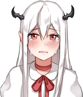 😭 Anime, Fille, Pleurs, Triste, Démon, Cornes telegram sticker