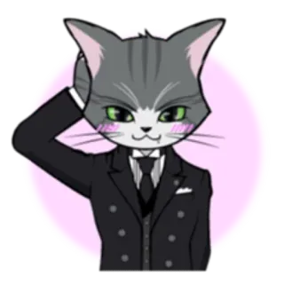 😊 고양이, 수인, 고양이과, 정장, 양복, 애니메이션, 미용 telegram sticker