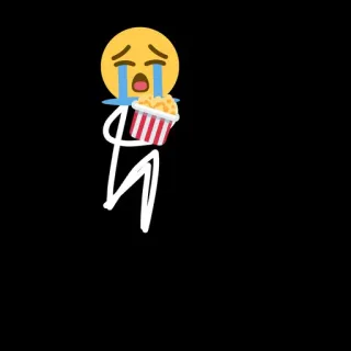 😭 плачет, эмодзи, попкорн, грустный, смотрит, человечек telegram sticker