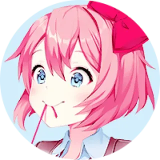 🧡 Sayori Doki Doki Literature Club! Anime, Fofa, Garota, Cabelo rosa, Pirulito, Sayori, Doki Doki Literature Club telegram sticker