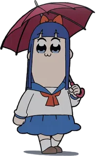 ☔ Popuko Pop Team Epic Anime, Manga, Schulmädchen, Regenschirm, Süß, Pop Team Epic, Popuko telegram sticker