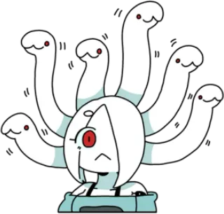 👀 cartoon, cute, character, monster, hydra, snake telegram sticker