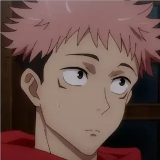 🙂 Yuji Itadori Jujutsu Kaisen anime, character, manga, pink hair, jujutsu kaisen, yuji itadori whatsapp sticker