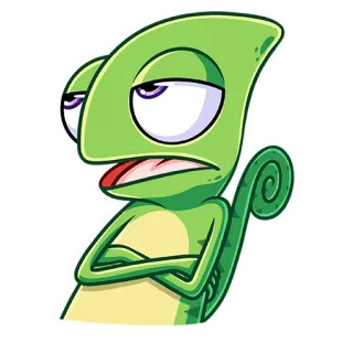 😑 tắc kè hoa, bò sát, động vật, hoạt hình, xanh lá cây, tâm trạng thất thường, chán whatsapp sticker