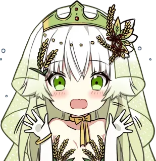 😳 Anime, Kawaii, Dễ thương, Chibi, Cô gái, Cô gái Anime, Mắt Xanh, Vương miện telegram sticker