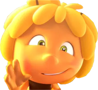😯 Maya Maya the Bee Пчелка Майя, Мультфильм, Пчела, Персонаж, Животное, Желтый, Дружелюбный, Машет рукой whatsapp sticker