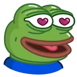 😍 Pepe the Frog Pepe, sapo, meme, amor, olhos de coração, fofo, expressão, cultura da internet telegram sticker