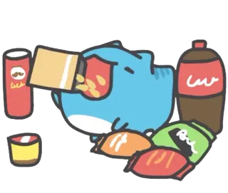 🍗 Desenho animado, Lanche, Batatas fritas, Refrigerante, Fofo, Preguiçoso telegram sticker