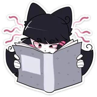 🤯 adesivo, lettura, orecchie da gatto, anime, cartoni animati, kawaii whatsapp sticker