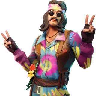 ✌️ fortnite, skin, avatar, nhân vật, trò chơi điện tử, dấu hiệu hòa bình, hippie, hoa telegram sticker