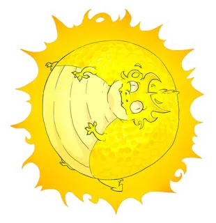 🌞 Sonne, Cartoon, Gelb, Licht, Zeichnung, Illustration telegram sticker
