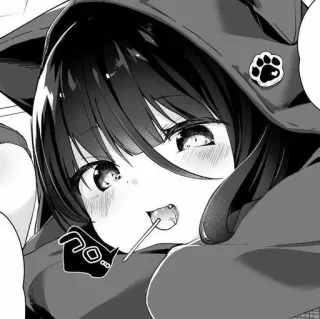 🖤 コ… Anime, Mangá, Garota, Kawaii, Pirulito, Orelhas de gato telegram sticker