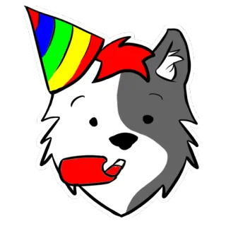 🎉 животное, мультфильм, волк, колпак, праздник, милый, наклейка telegram sticker