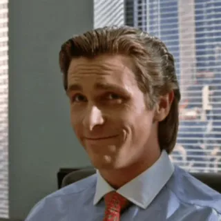 😉 Patrick Bateman American Psycho Patrick Bateman, American Psycho, arrogant, gruselig, Film, Finanzen whatsapp sticker