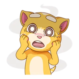 😵 Ginger Talking Tom & Friends chat, dessin animé, drôle, choqué, inquiet, roux telegram sticker