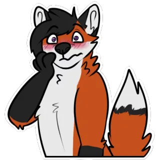 😳 furry, fox, anthro, cute, anthropomorphic, cartoon, animal, blushing telegram sticker