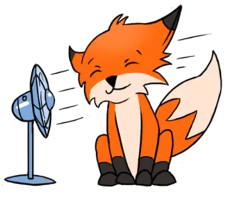 🌫 renard, animal, mignon, dessin animé, ventilateur, rafraîchissement, été whatsapp sticker