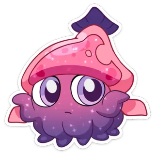🤷‍♀️ fungo, carino, cartone animato, kawaii, rosa, viola, magico, scintillio whatsapp sticker