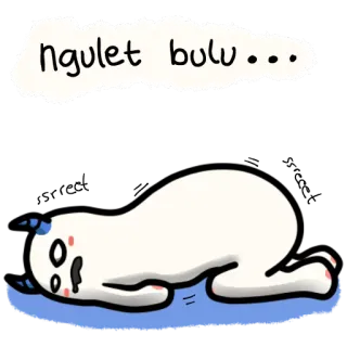 😪 ngulet bulu ... cartoon, exhausted, tired, laying down telegram sticker