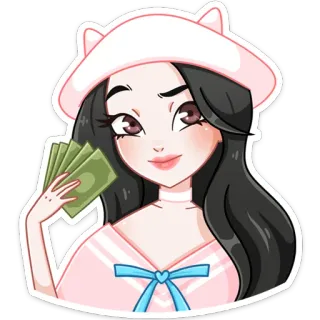 💵 돈, 만화, 소녀, 부, 현금, 귀여운, 캐릭터, 카와이 telegram sticker