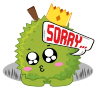 👉 SORRY... Durian, Jedzenie, Kawaii, Przeprosiny, Przepraszam, Słodkie telegram sticker