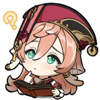🤔 Yanfei Genshin Impact Yanfei, Genshin Impact, Postać, Pytanie, Myślenie, Uroczy, Anime telegram sticker