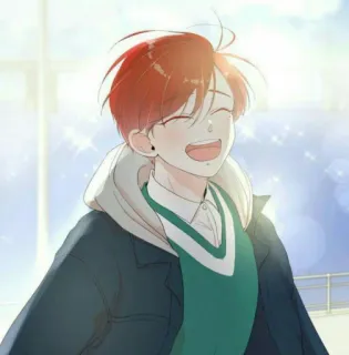😊 anime, boy, cheerful, smile, youth, cartoon whatsapp sticker