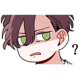 🤨 аниме, манга, вопрос, в замешательстве, мальчик, мультфильм telegram sticker