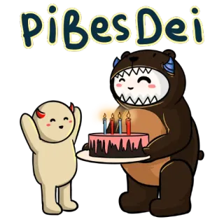 ☺️ Pibes Dei cake, birthday, celebration, party, cartoon, bear, monster telegram sticker