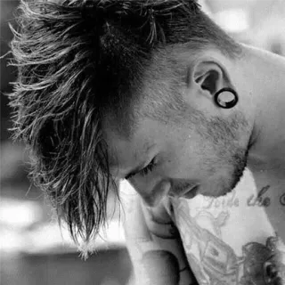 😪 man, portrait, tattoo, emo, hairstyle, earrings telegram sticker