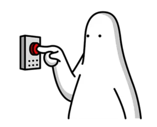 🌫 призрак, кнопка, мультфильм, фигурка, простой, белый whatsapp sticker