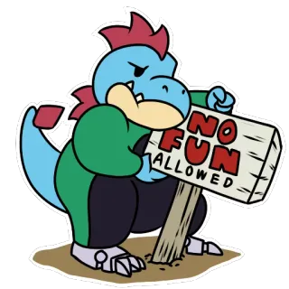 😤 NO FUN ALLOWED Krokodil, Cartoon, Schild, Kein Spaß, Humor, Meme telegram sticker