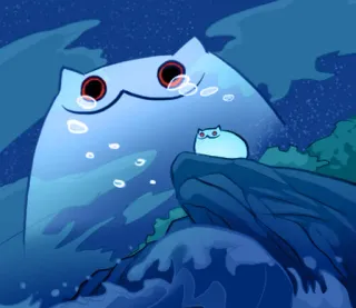 🐱 gato, meme, gato triste, chorando, ilustração, desenho animado, azul, oceano telegram sticker