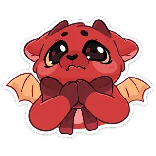🙏 schattig, rood, draak, dier, fantasie, smekend, vleugels, kawaii telegram sticker