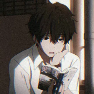 💈 古典部シリーズ anime, boy, reading, book, manga, school, classic literature club series telegram sticker