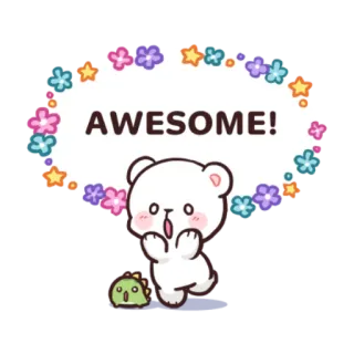 😲 AWESOME! urso, fofo, incrível, dinossauro, flor, adesivo telegram sticker