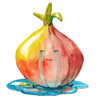 😭 zwiebel, gemüse, weinen, essen, traurig, aquarell telegram sticker