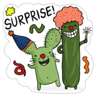 😸 SURPRISE! Sorpresa, Fiesta, Celebración, Dibujos animados, Bengala, Diversión, Animación, Feliz telegram sticker