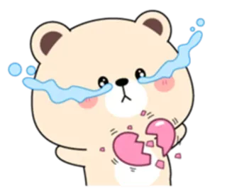 😄 gấu, buồn, khóc, tan vỡ trái tim, hoạt hình, biểu tượng cảm xúc, đau lòng, khó chịu telegram sticker