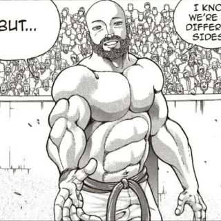 👋 BUT... I KNOW WE'RE DIFFERENT SIDES Manga, Kampf, Muskulös, Menge, Sport telegram sticker