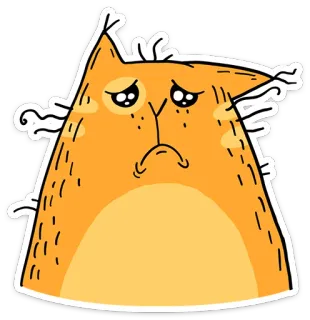 ☹ gato, triste, adesivo, animal, laranja, desenho animado, fofo telegram sticker