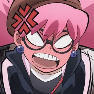 🤬 arrabbiato, cartone animato, personaggio, illustrazione, frustrato, animazione, capelli rosa telegram sticker