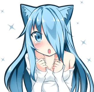 😮 Anime, Neko, Kawaii, Mignon, Dessin animé, Autocollant whatsapp sticker